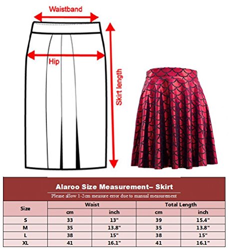 Alaroo Girls Stretchy Fish Scale Mermaid Print Flared Skater Mini Skirt S-4XL - Image 3