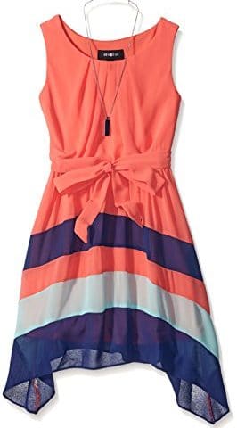 Amy Byer Girls' Hanky Hem Dress with Colorblock