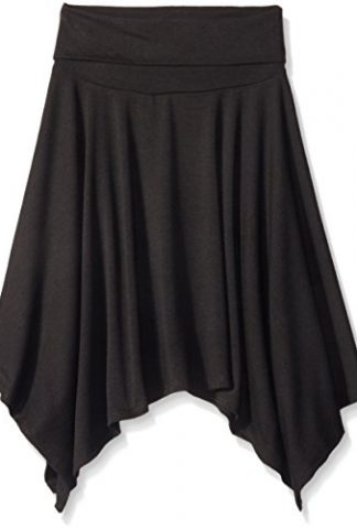 Amy Byer Girls' Big Girls' Knit Foldover Waistband Skirt with Hanky Hem