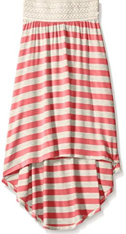 BTween Big Girls' Knit Stripe Skirt with Macrame Waist