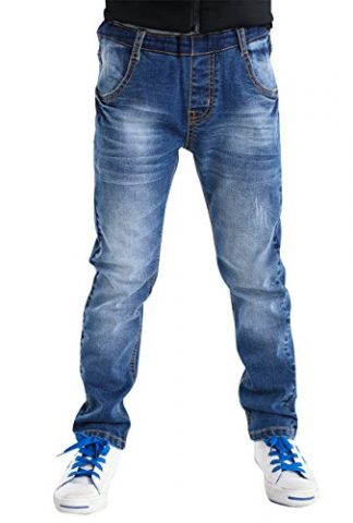 BYCR Boys’ Blue Denim Jean Elastic Waist Pants for Kids Size 4-18 No. 71500092