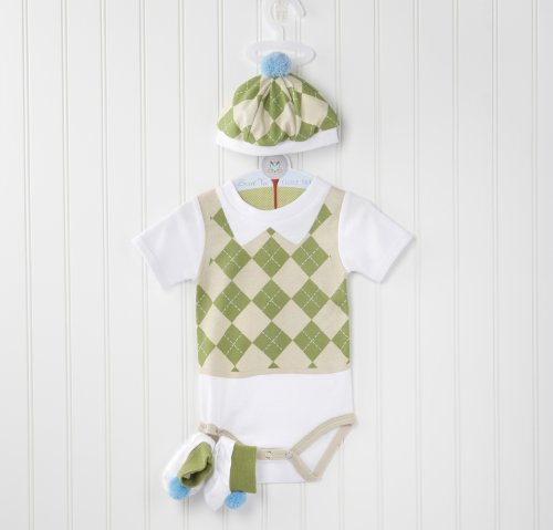 Baby Aspen Three Piece Layette Set in Golf Cart Package, Green/White, 0-6 Mos. - Image 9
