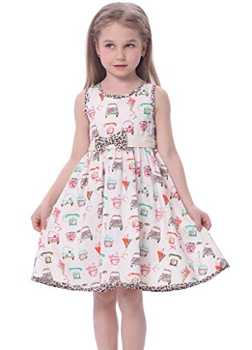 Bonny Billy Girls Sleeveless Cotton Print Casual Children Dress with Sash - Image 4