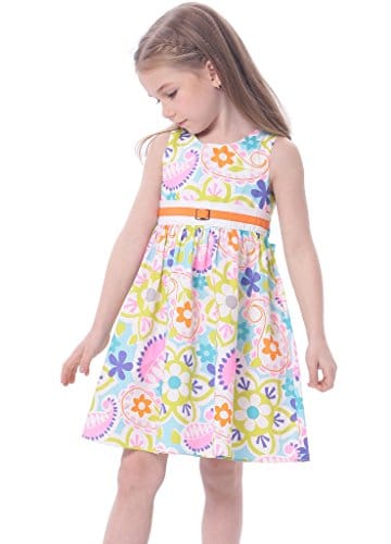 Bonny Billy Girls Sleeveless Cotton Print Casual Children Dress with Sash - Image 6