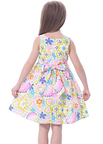 Bonny Billy Girls Sleeveless Cotton Print Casual Children Dress with Sash - Image 7