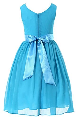 Bow Dream Flower Girl Dress V-Neckline Chiffon - A Kids Boutique