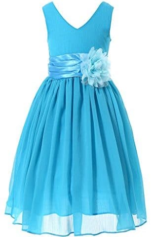 Bow Dream Flower Girl Dress V-Neckline Chiffon