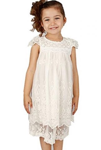 Bow Dream Flower Girl's Dress Vintage Lace Off White