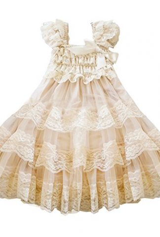 CVERRE lace flower rustic Burlap girl baby country wedding flower dress