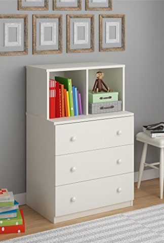 Cosco Skyler Kids' 3 Drawer Dresser with Cubbies, White