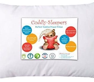 Cuddly Sleepers 100% Hypoallergenic Toddler Pillow w/ TWO FREE PILLOWCASES! Dr. Recommended. Made in USA.