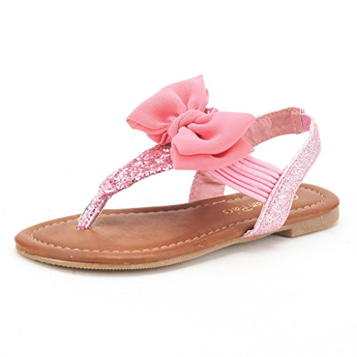DREAM PAIRS SPPARKLY Girls Rhinestone Front Bow Thongs Sandals T-Strap ...