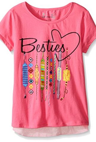 Dream Star Girls' Short Sleeve Screen Top with Chiffon Hang