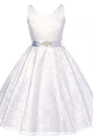 OLIVIA KOO Lovely Lace V-Neck Flower Girl Dress