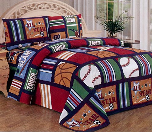 Fancy Collection Blue Red Green Sport Kids/teens 3 Pc Sheet Set Pillow Shams Bedding Twin Size