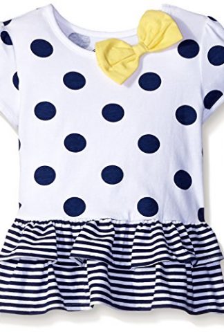 Gerber Graduates Baby Girls' Short Sleeve Drop Waist Top with Hemmed Double Ruffle