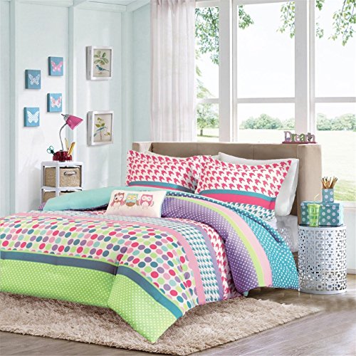 Girls Teen Kids Modern Comforter Bedding Set Pink Purple 