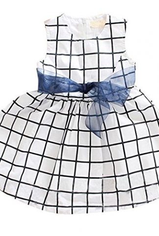 Itaar Cute Baby Toddler Girl Kids Cotton Top Bowknot Plaid Dress Outfit Clothes