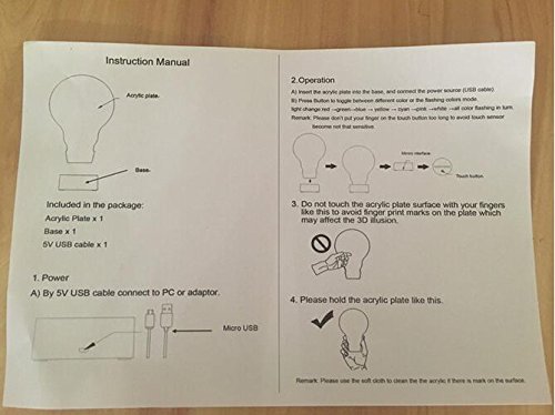JFL Protect 3d Glow LED Lamp - 7 Colors Change Kids Room Art Sculpture Lights Produces Unique Lighting Effects and 3d Visualization - Amazing Optical Illusion - Image 7