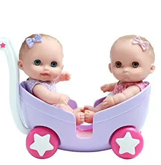 LIL’ CUTESIES TWIN DOLLS IN STROLLER – 8.5” All vinyl water friendly dolls for children Ages 2+ - Designed by Berenguer