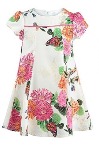 Lilax Girls' Gold Glitter Floral Dress