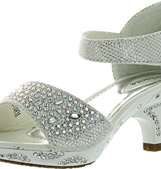 Jan 14KM Little Girls Rhinestone Heel Platform Dress Sandals