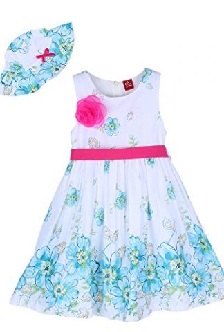 MingAo Flower Girl Dress 2 Pcs Rose Christmas Party with Hat 2-8 Years