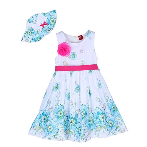 MingAo Flower Girl Dress 2 Pcs Rose Christmas Party with Hat 2-8 Years