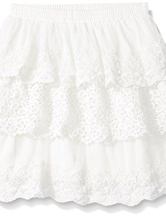 My Michelle Girls' Layered Lace Midi Skirt with Elastic Waistband