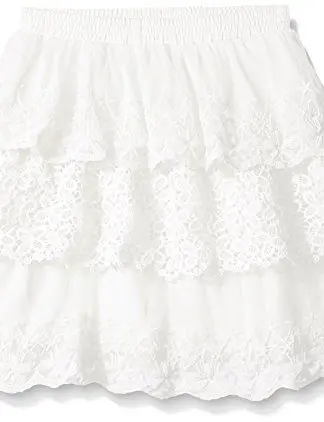 My Michelle Girls' Layered Lace Midi Skirt with Elastic Waistband