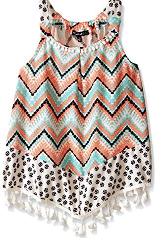 My Michelle Big Girls' Printed Sleeveless Top with Hemline Detail
