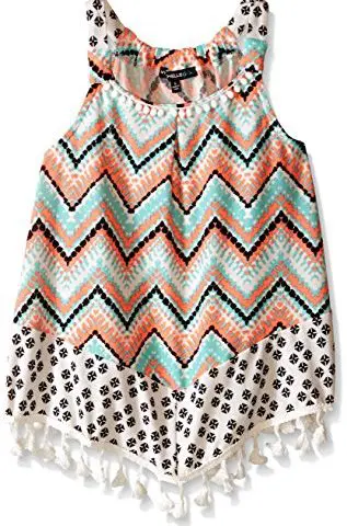 My Michelle Big Girls' Printed Sleeveless Top with Hemline Detail