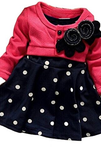 OURS Baby Girls Princess One Piece Flower Dot Dress