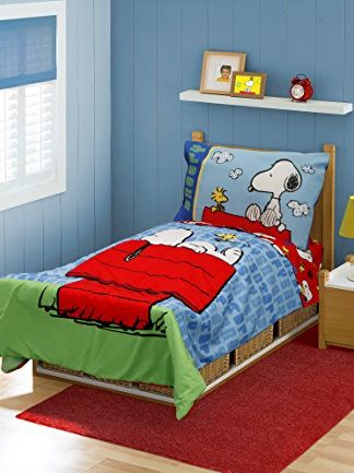 Peanuts Snoopy On The House Toddler Bed Set, Blue