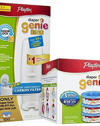 Playtex Baby Diaper Genie Elite Pail System with Carbon Filter + Refill 270 ct
