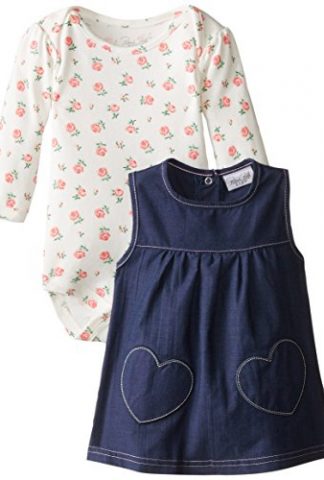 Rene Rofe Baby Baby-Girls Newborn Hearts and Rosettes Chambray Jumper