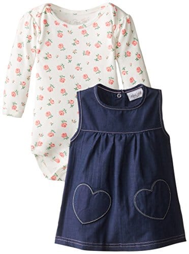 Rene Rofe Baby Baby-Girls Newborn Hearts and Rosettes Chambray Jumper