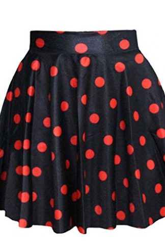 SAYM Women Girls Stretchy Polka Dot Flared Casual Mini Skirt