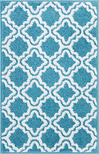 Small Rug Mat Doormat Well Woven Modern Kids Room Kitchen Rug Calipso 1'8" x 2'7" Lattice Trellis Accent Area Rug Entry Way Bright Carpet Bathroom Soft Durable - Image 3