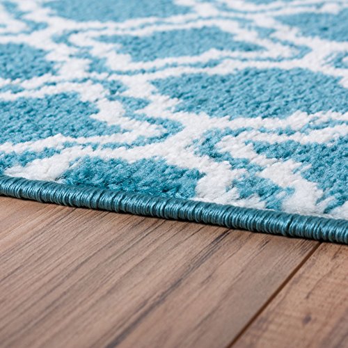 Small Rug Mat Doormat Well Woven Modern Kids Room Kitchen Rug Calipso 1'8" x 2'7" Lattice Trellis Accent Area Rug Entry Way Bright Carpet Bathroom Soft Durable - Image 4