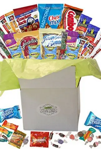 Snack Gift Basket Care Package with 26 Sweet and Salty Snacks Plus Bonus Candy | For College Students, Thank You Gifts, Military Appreciation, Birthday Gift Ideas, or Thinking of You