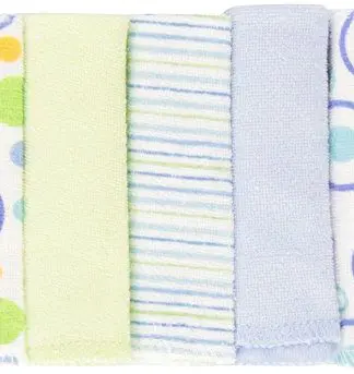 Spasilk Washcloths, Blue Circles, 10 Count