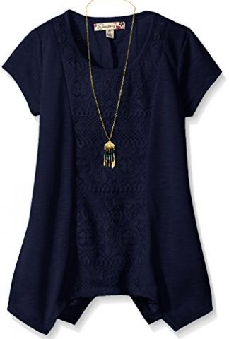 Speechless Girls' Top Shark Hem Short Sleeve