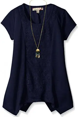 Speechless Girls' Top Shark Hem Short Sleeve