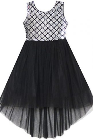 Sunny Fashion Girls Dress Sequin Mesh Party Wedding Princess Tulle
