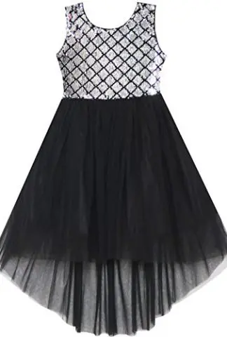 Sunny Fashion Girls Dress Sequin Mesh Party Wedding Princess Tulle