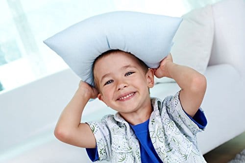 TODDLER PILLOW (13x18) in White & Prints - No Pillowcase Needed - Hypoallergenic - Machine Washable - Double Stitched - Made in Virginia - Sold ONLY by A Little Pillow Company (White) - Image 5