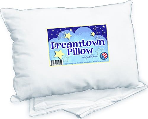 Dreamtown Kids Toddler Pillow With Pillowcase, White, 14x19