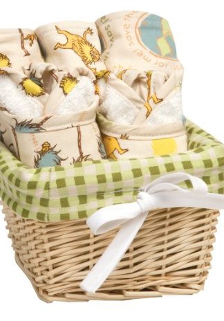 Trend Lab Dr. Seuss Bib and Burp Cloth Basket Gift Set, The Lorax, 7 Piece