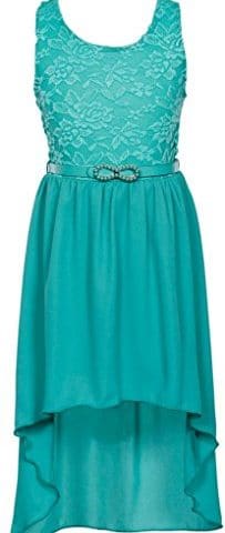 Wonder Girl Big Girls' Solid Lace Chiffon High Low Dress Set